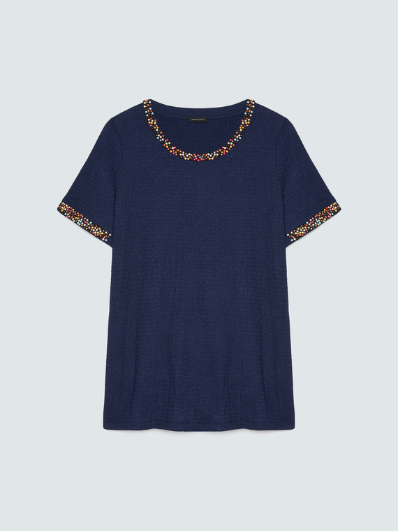 T-Shirt aus Jersey mit Perlen