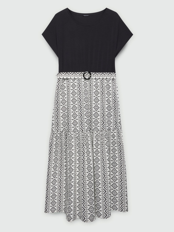 Dress in two fabrics