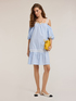 Rochie din poplin în dungi cu volănaș image number 2