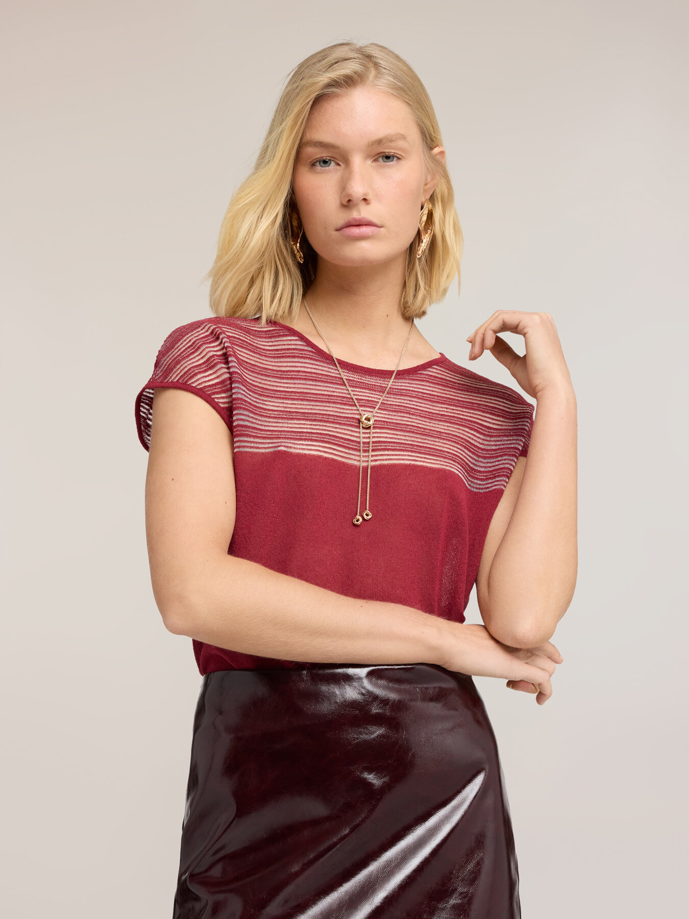 Striped linen blend sweater image number 2