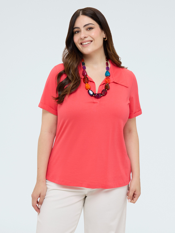 Cotton t-shirt with polo collar