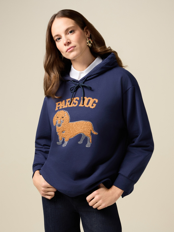 Sweatshirt with patches and appliqués