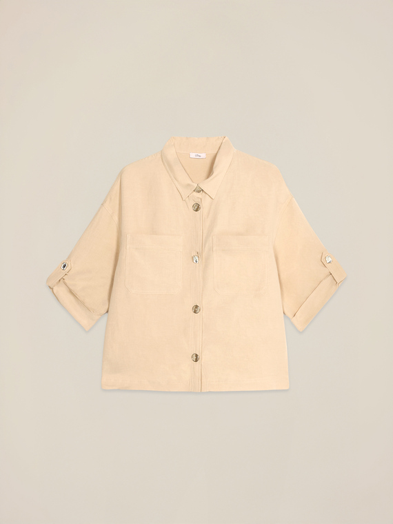 Veste boxy en mélange de lin