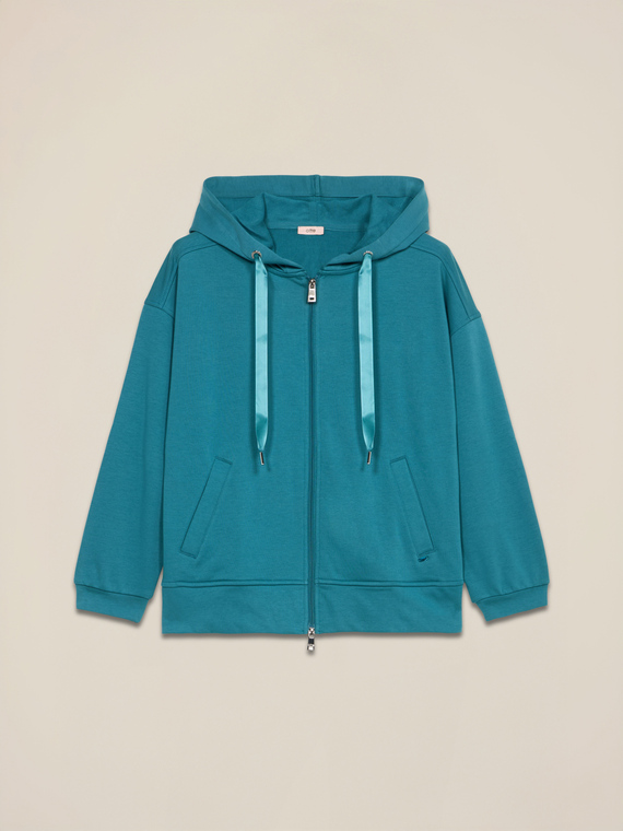 Cotton blend hoodie with zip
