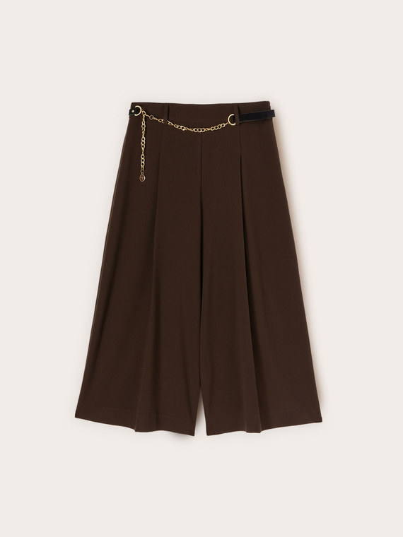 Cropped flannel trousers with chain