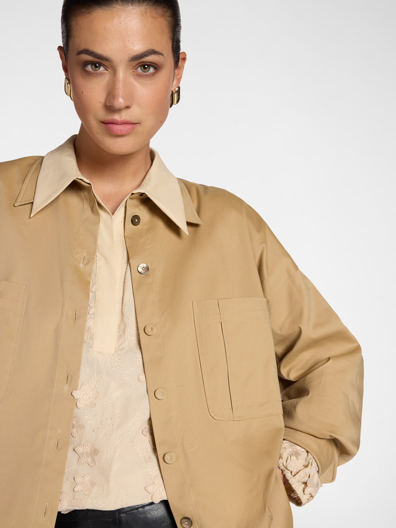 Camicia lunga in gabardina image number 3