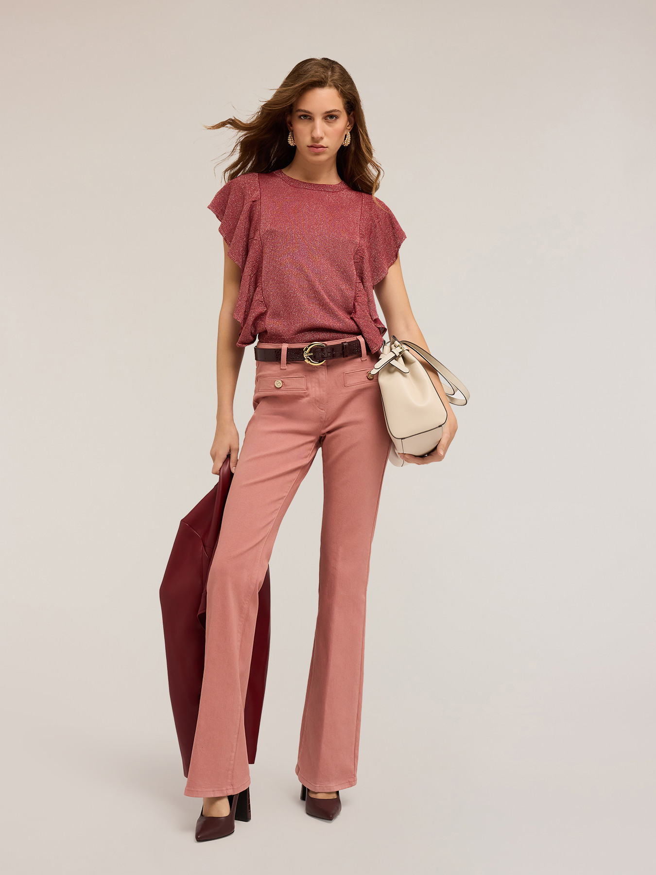 Maglia lurex con volants laterali image number 2