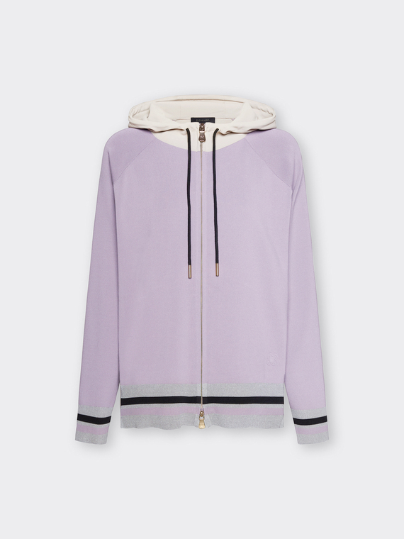 Cardigan en viscose m&eacute;lang&eacute;e avec capuche et zip