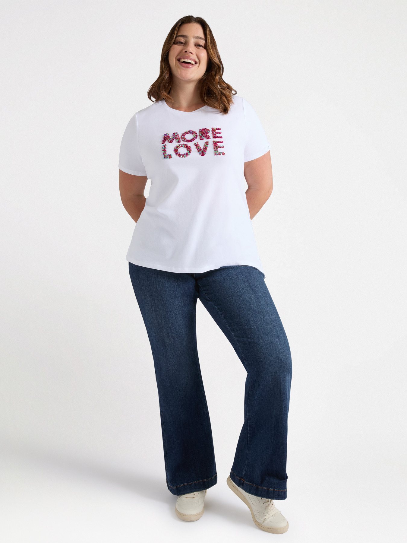 T-Shirt mit aufgesticktem Schriftzug image number 0