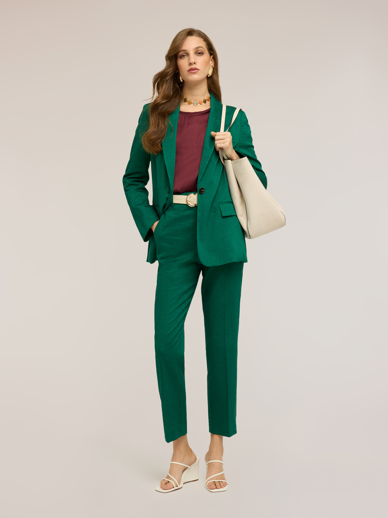 Chino trousers in linen blend image number 2