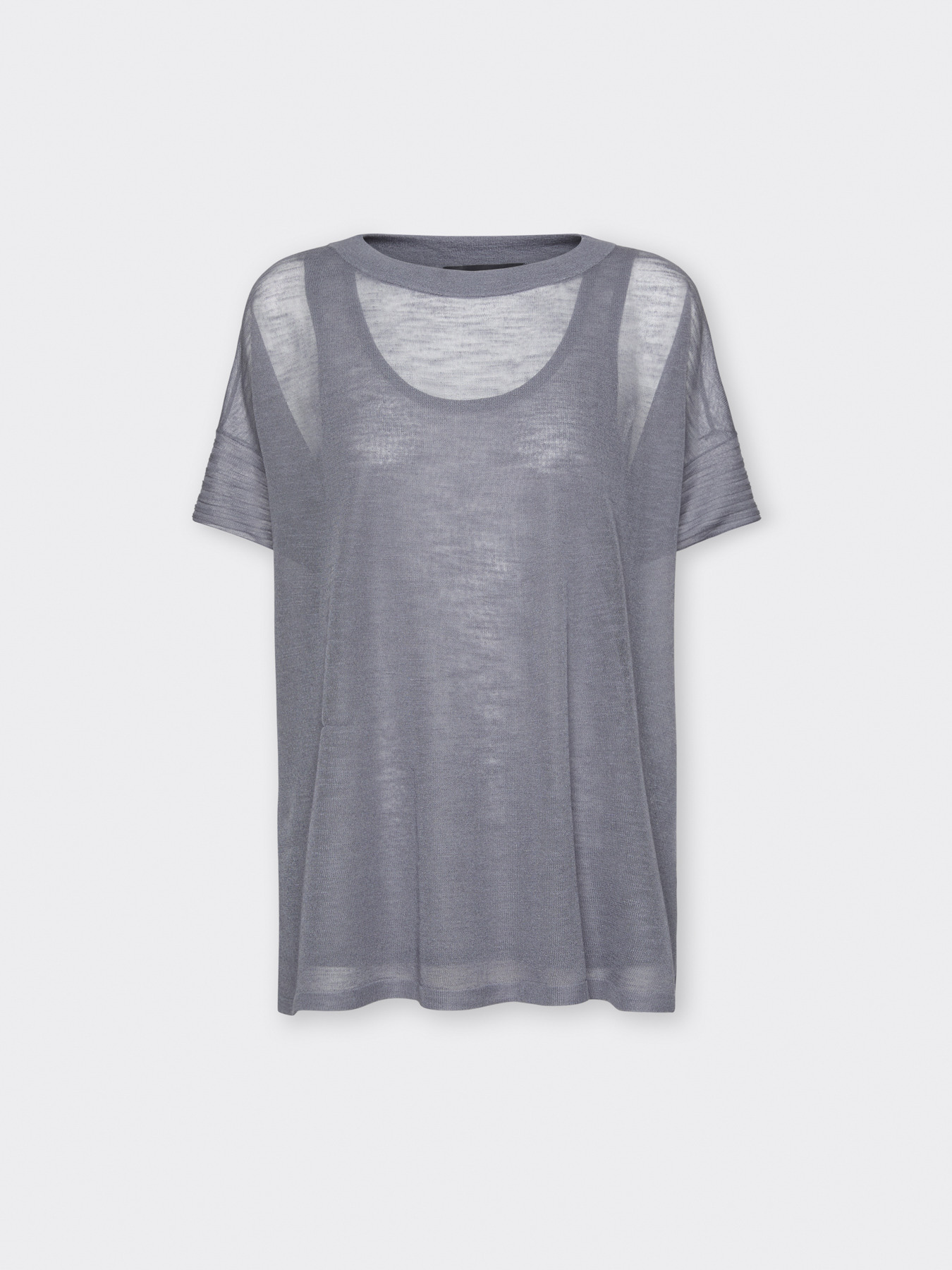 Linen blend crew neck sweater image number 4