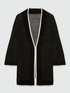 Cardigan lungo con bordi bianchi e micro paillettes image number 5