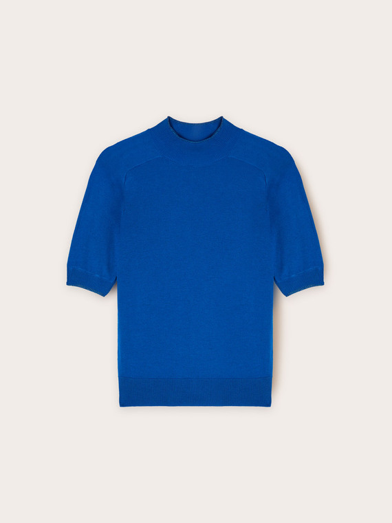 Silk-blend polo neck jumper