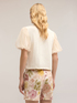 T-shirt with jewelled brooch and feathers image number 1