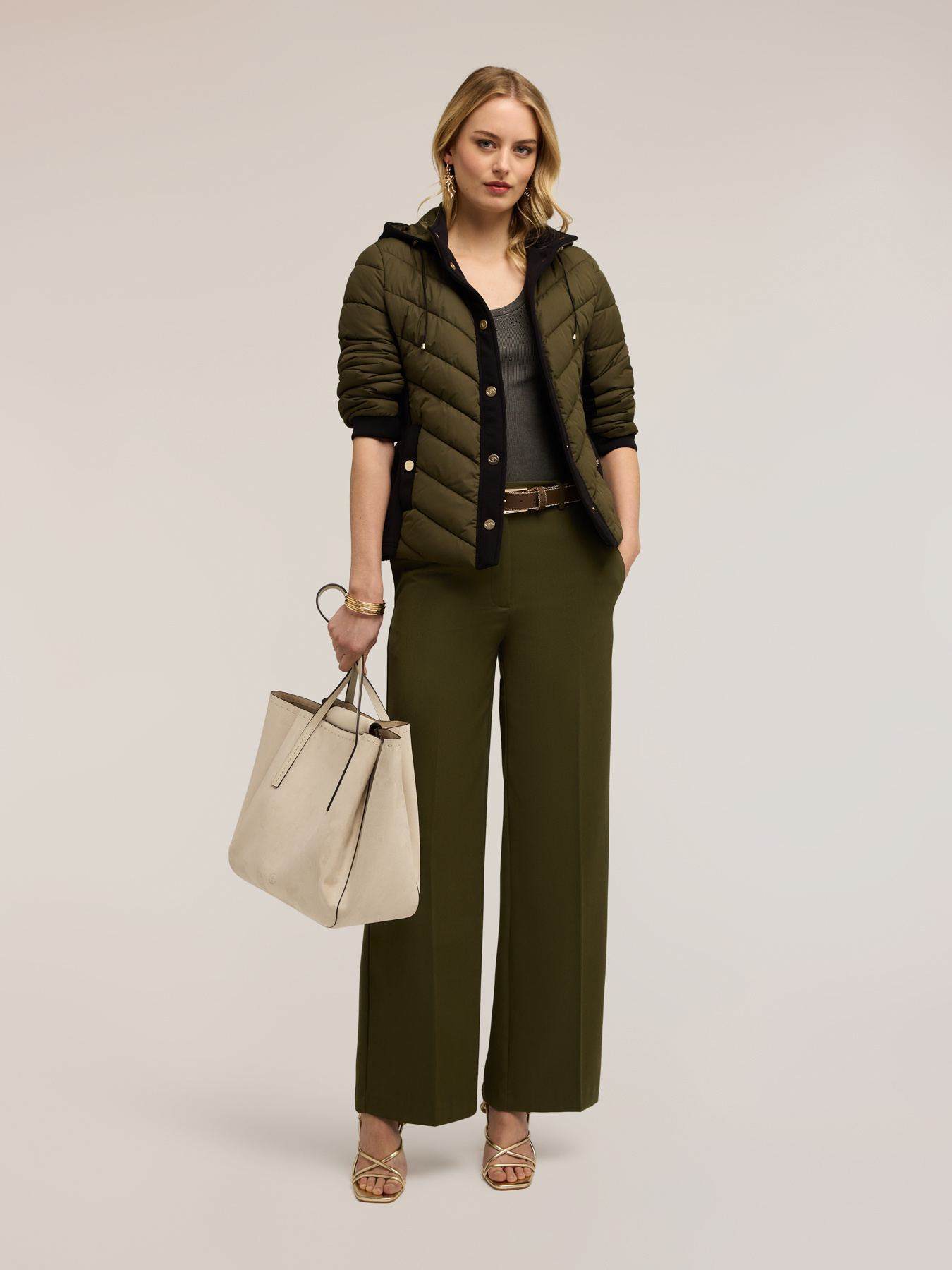 Lightweight bi-material down jacket image number 3