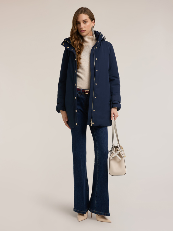 Down jacket with removable hood