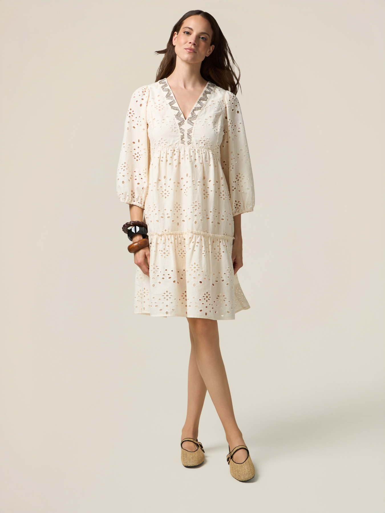 Robe évasée en broderie anglaise image number 0