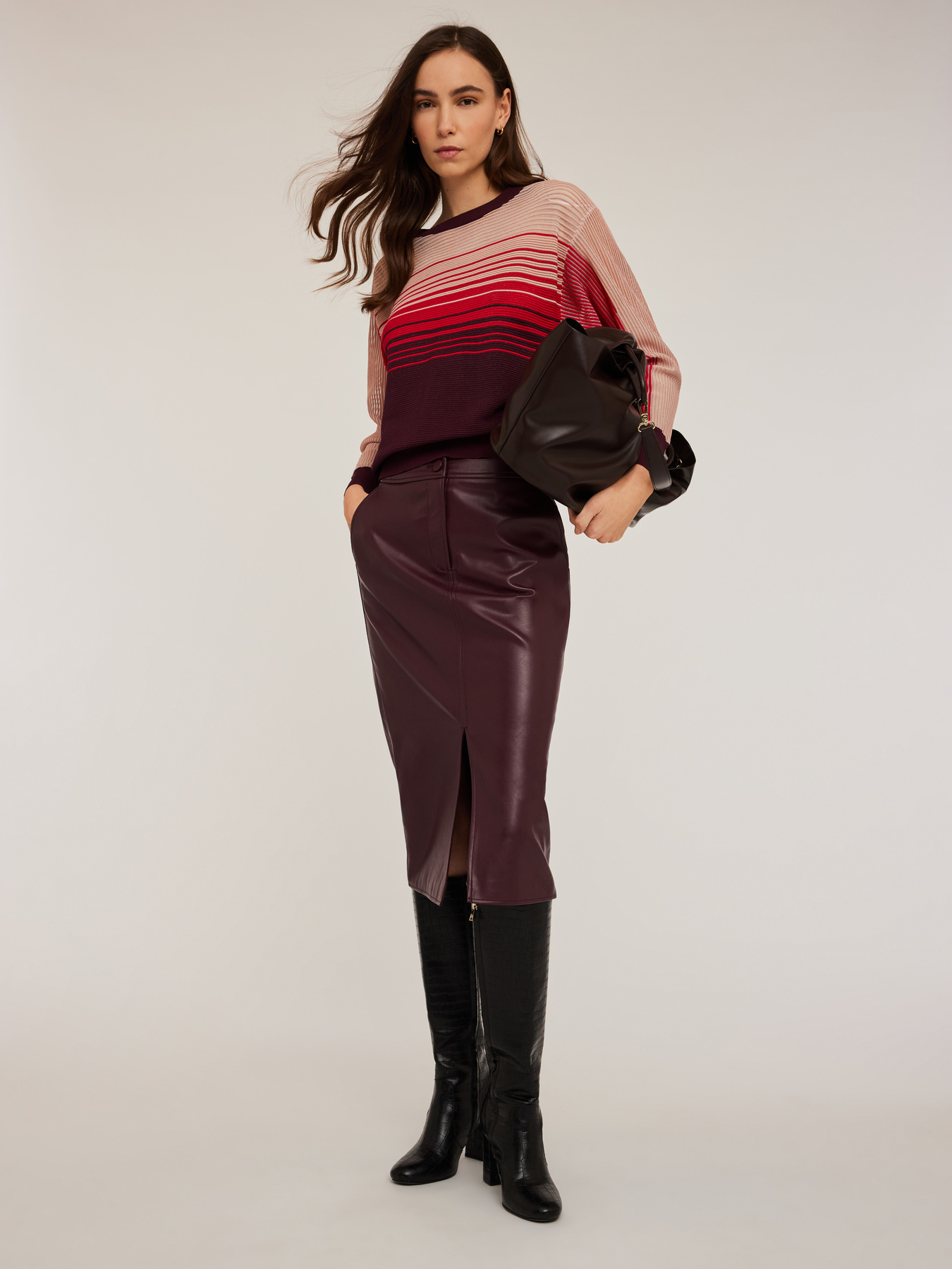 Coated fabric midiskirt image number 0