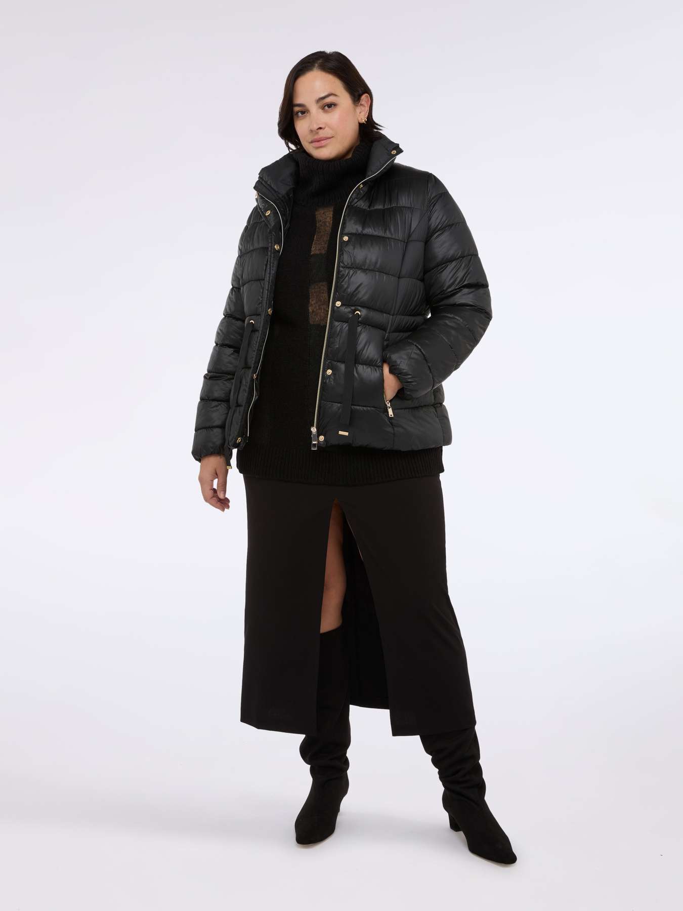 Piumino trapuntato con coulisse in vita image number 1