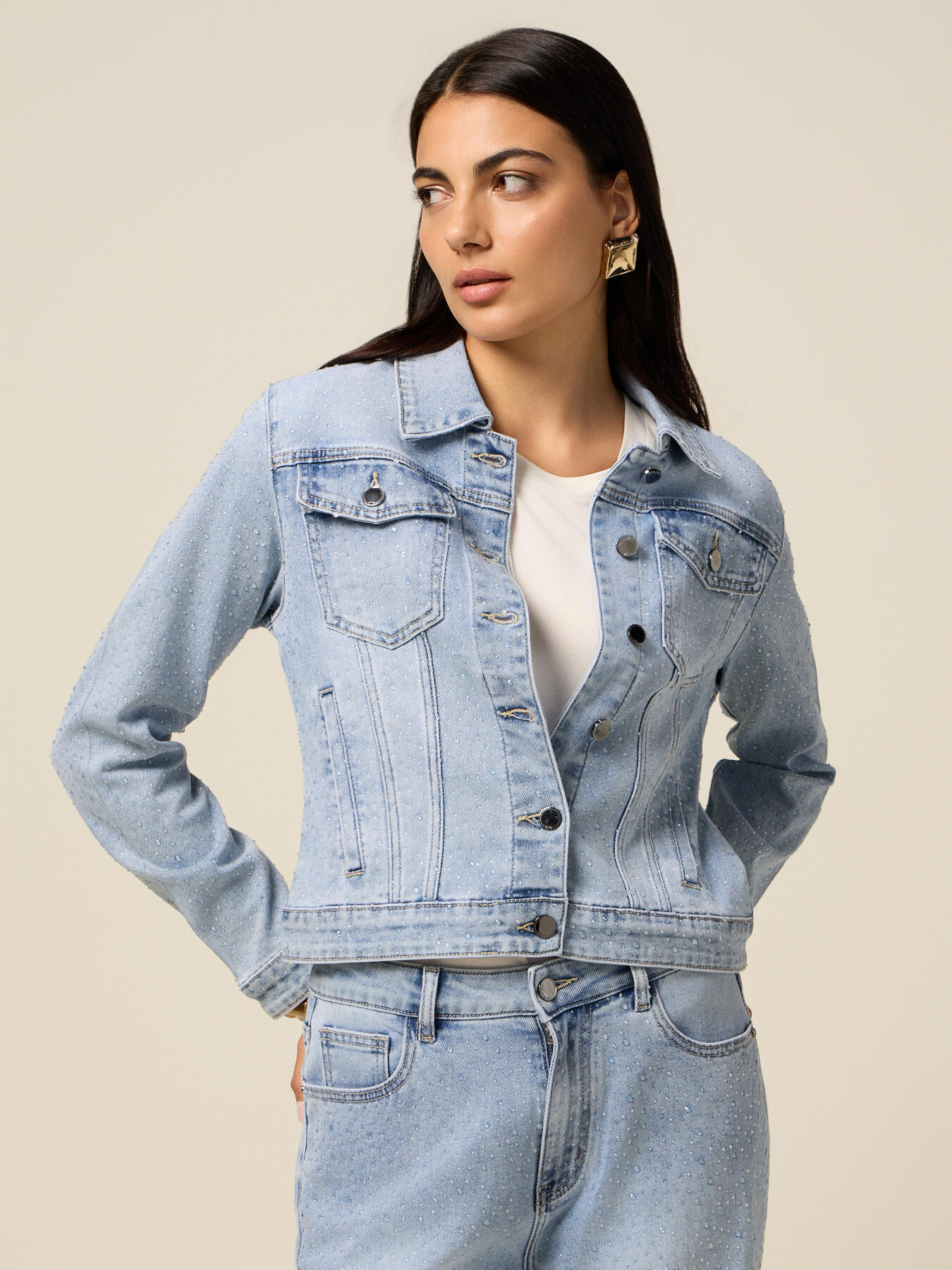 Veste en jean avec micro-cristaux image number 0