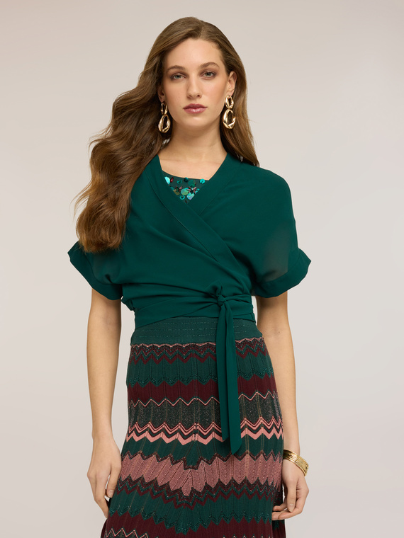 Short wrap bolero in georgette