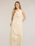 Asymmetric draped satin dress image number 0
