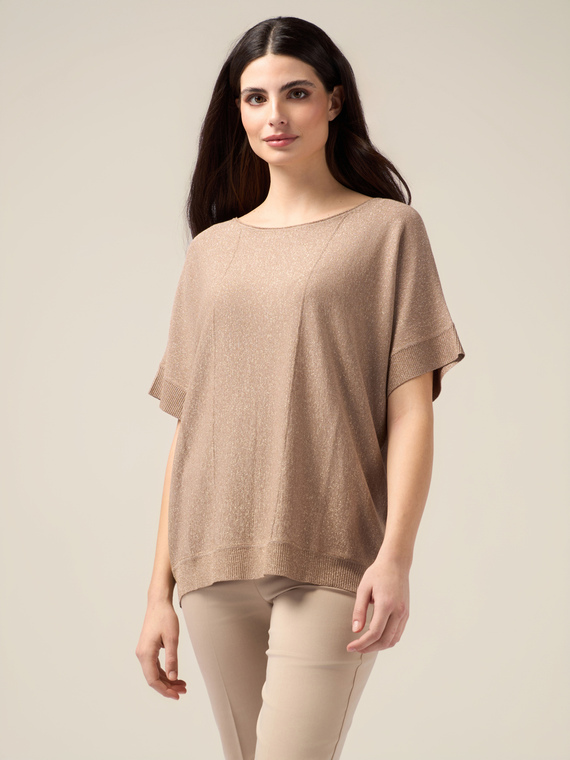 Short-sleeved lurex sweater