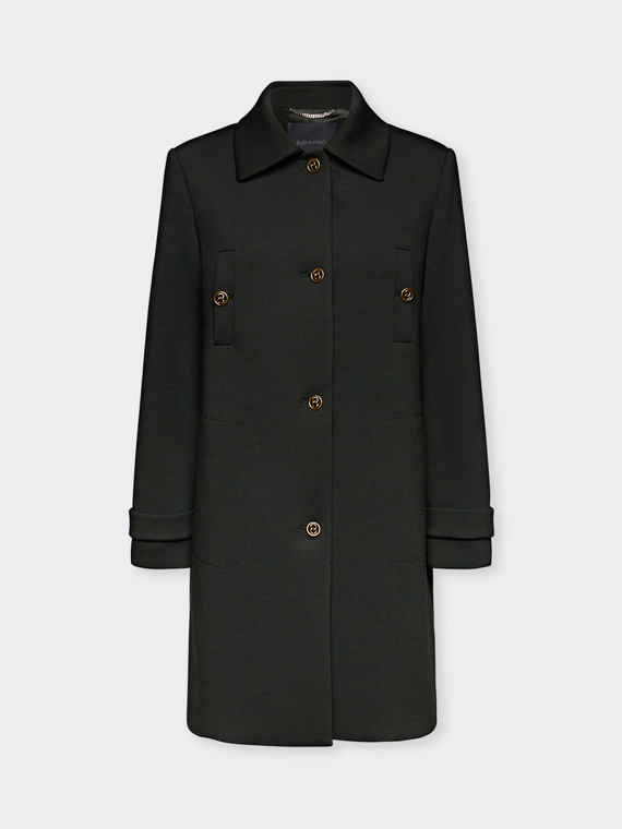 Scuba fabric coat with collar