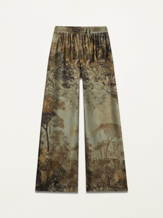 Patterned satin palazzo pants