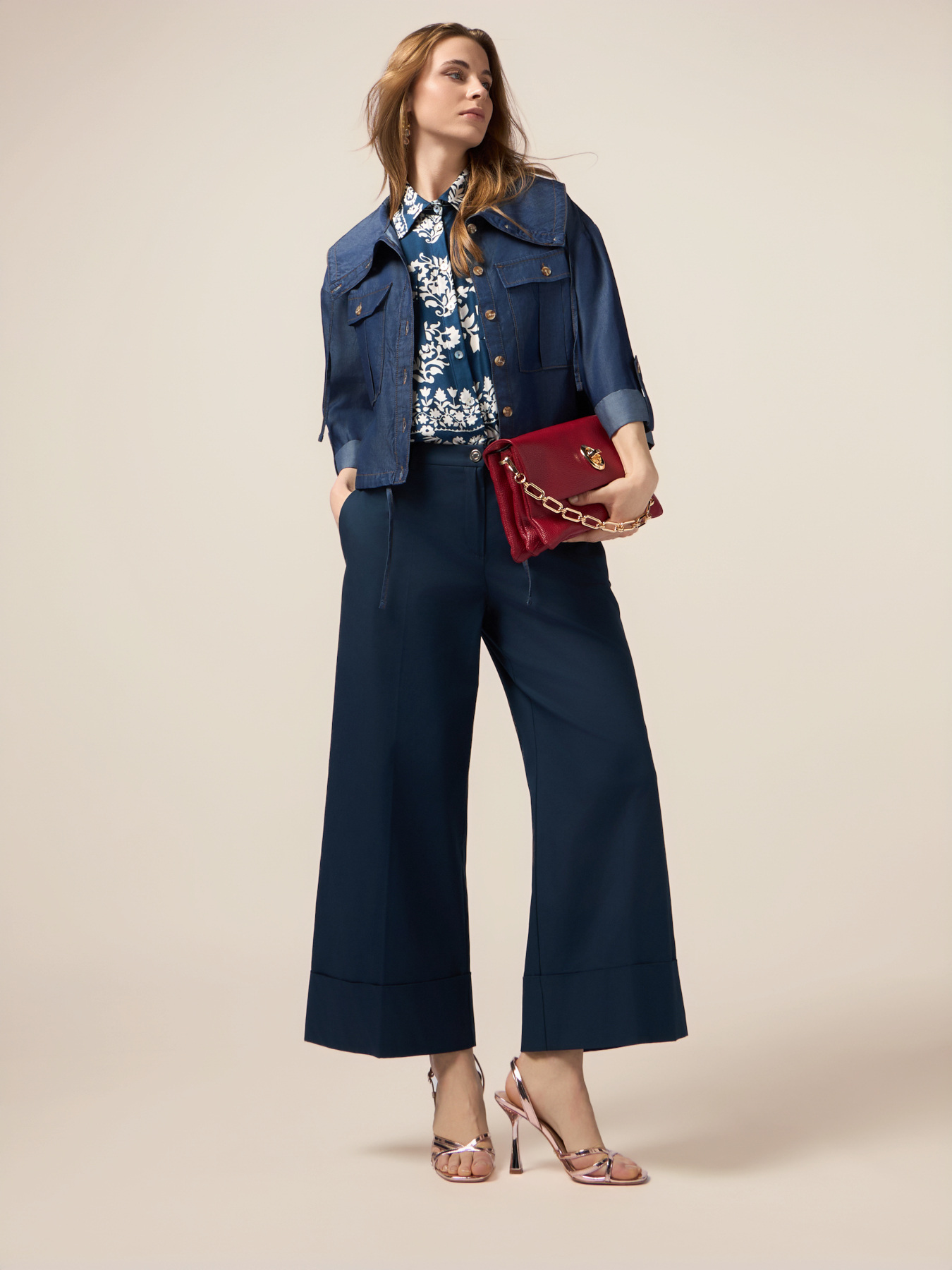 Cotton blend palazzo pants image number 0