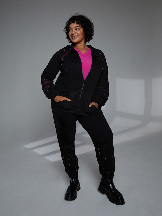 Mit Strasssteinen bestickte Joggers