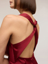 Rochie lungă din satin cu drapaj image number 3
