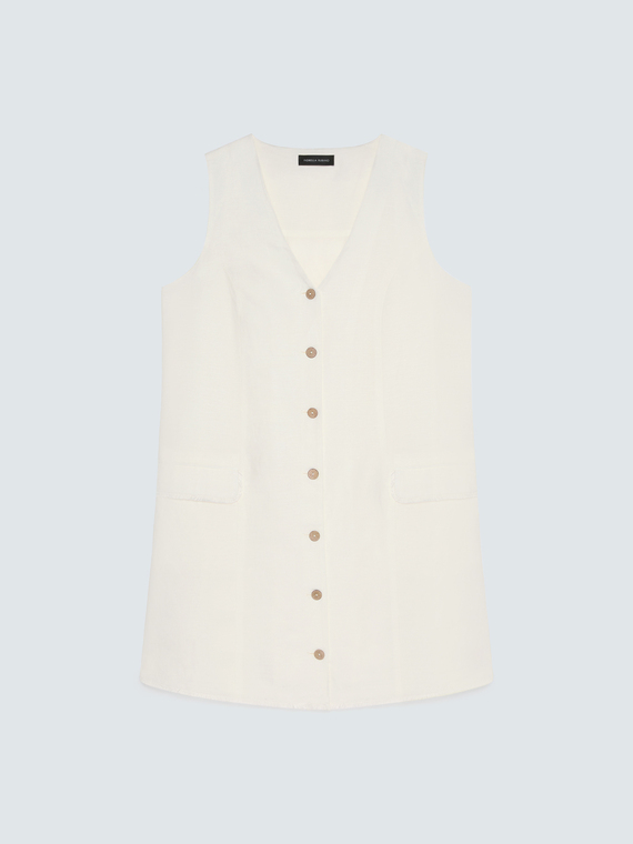 Robe chemise en m&eacute;lange lin et viscose