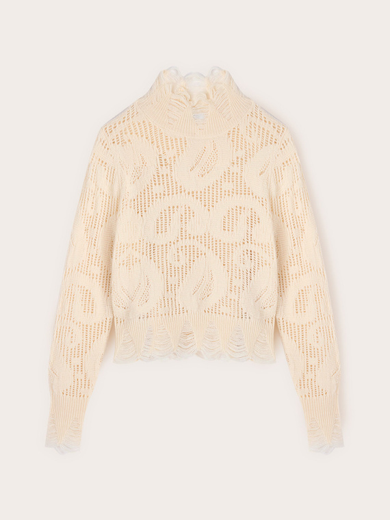 Openwork sweater with turtleneck
