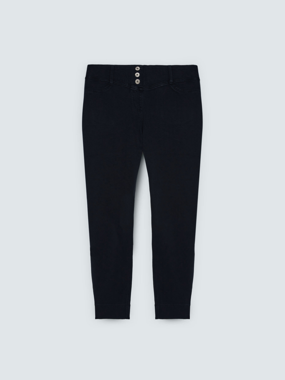 Jeggings aus schwarzem Denim mit dekorativen Kn&ouml;pfen