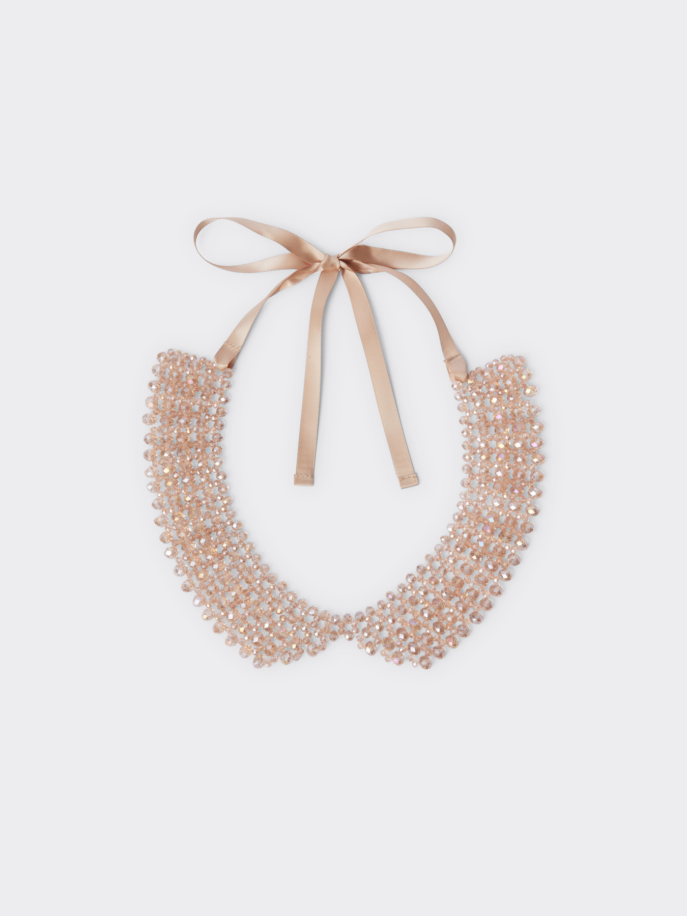 Collar de perlas de cristal y cinta image number 1