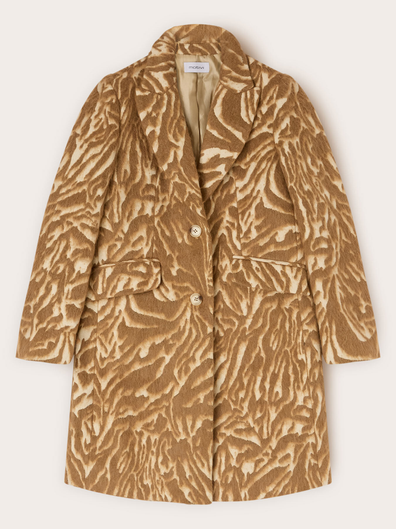 Mixed wool jacquard coat image number 4