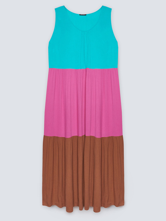 Robe longue color block