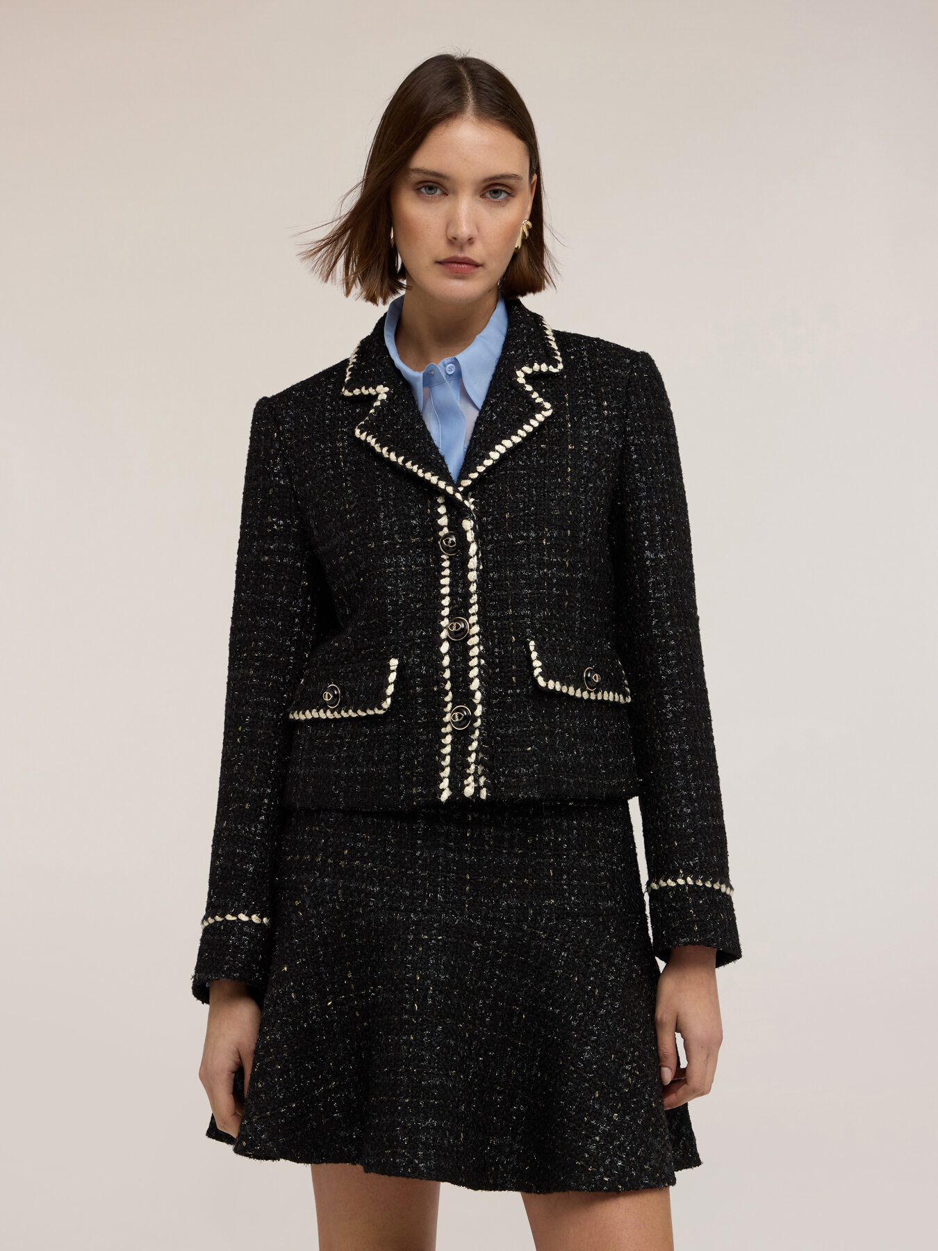 Boucl&eacute;-Jacke mit Bord&uuml;ren image number 0