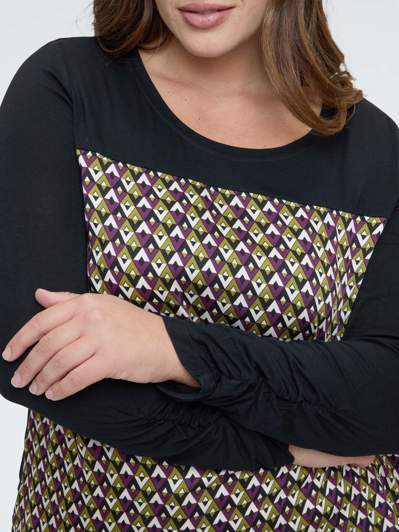 Bi-material t-shirt with optical print image number 2