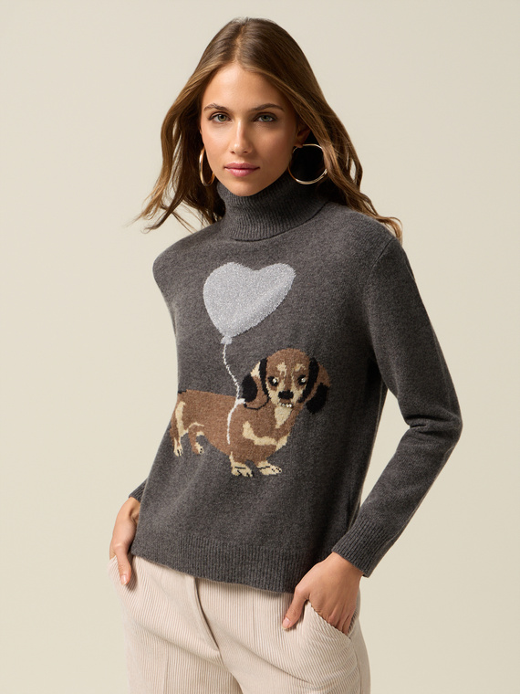 Dolcevita misto lana con ricamo e castoni