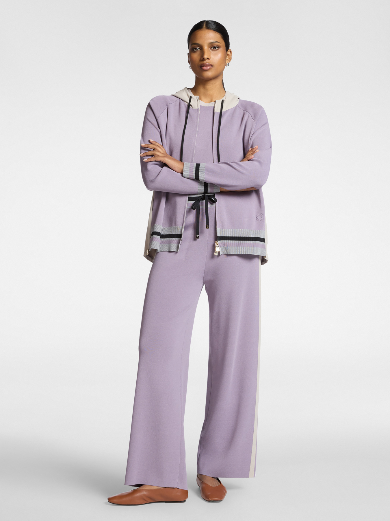 Cardigan misto viscosa con cappuccio e zip image number 2