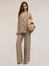 Gilet monopetto gessato in lino image number 0