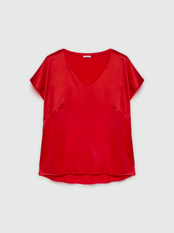 T-Shirt aus Satin und Jersey