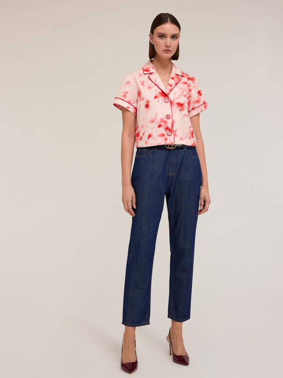 Chemise courte à motif chiné