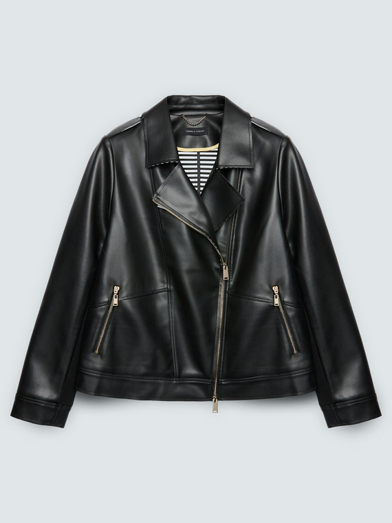 Biker jacket with striped details