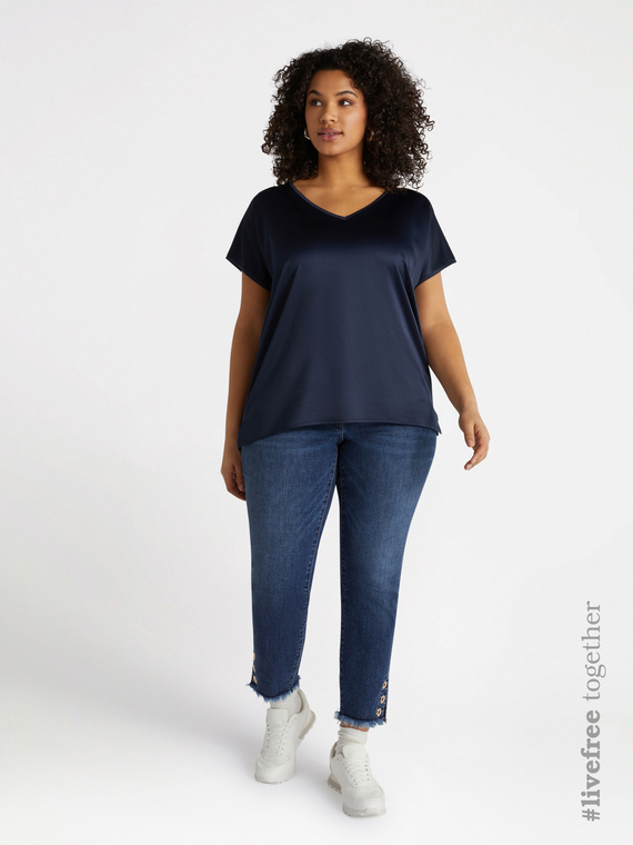 T-Shirt aus Satin und Jersey