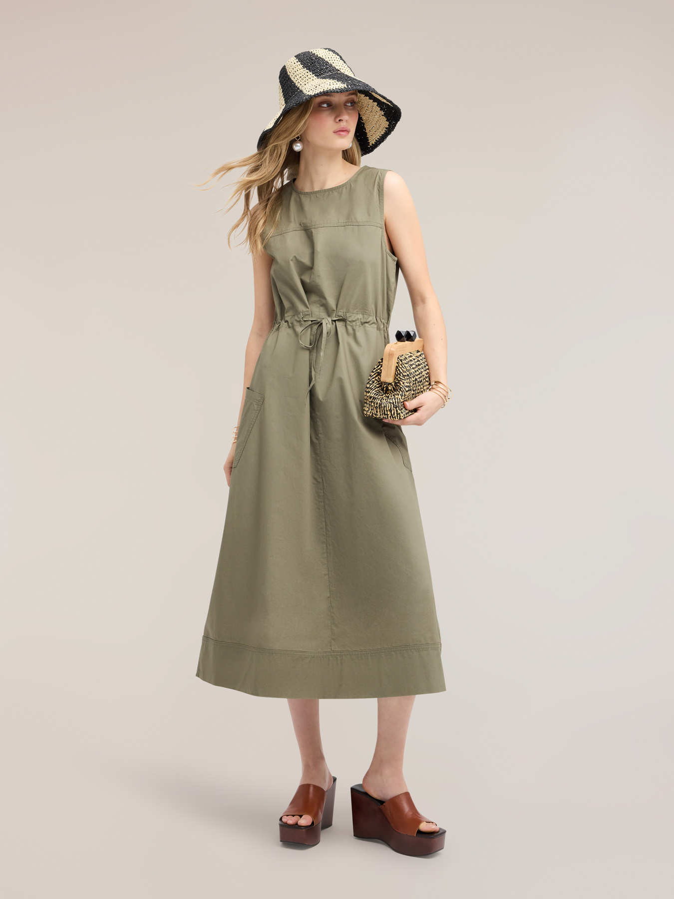 Kleid mit Kordelzug aus Popeline image number 2