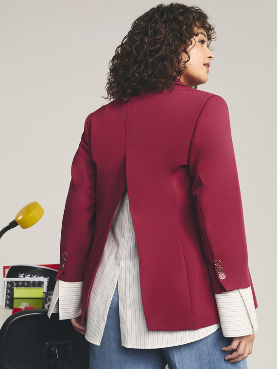 Blazer con polsino effetto camicia staccabile