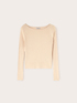 Boat neck top in flat rib knit image number 3